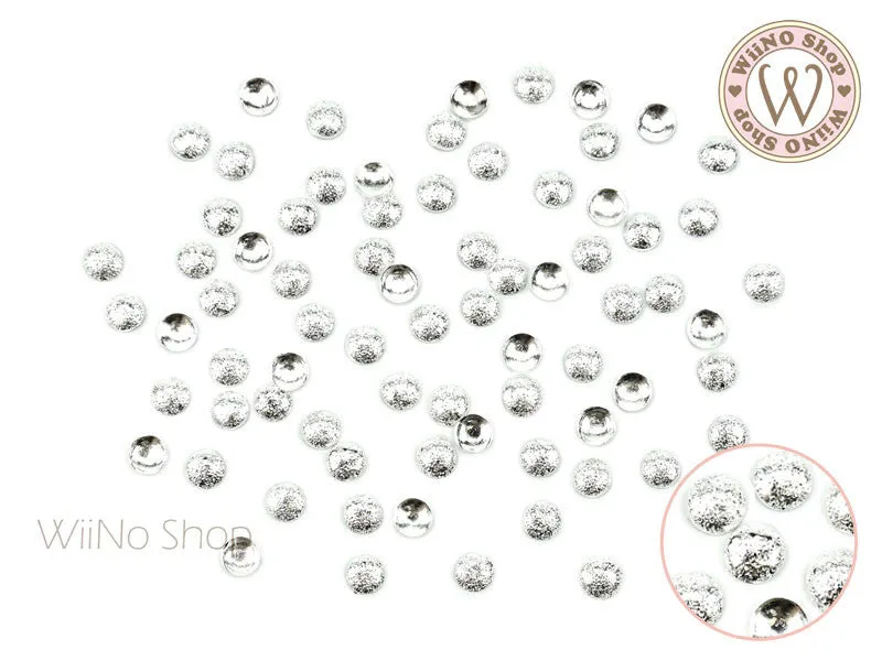 4mm Silver Textured Round Dome Metal Studs - 25 pcs