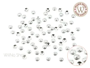 4mm Silver Textured Round Dome Metal Studs - 25 pcs