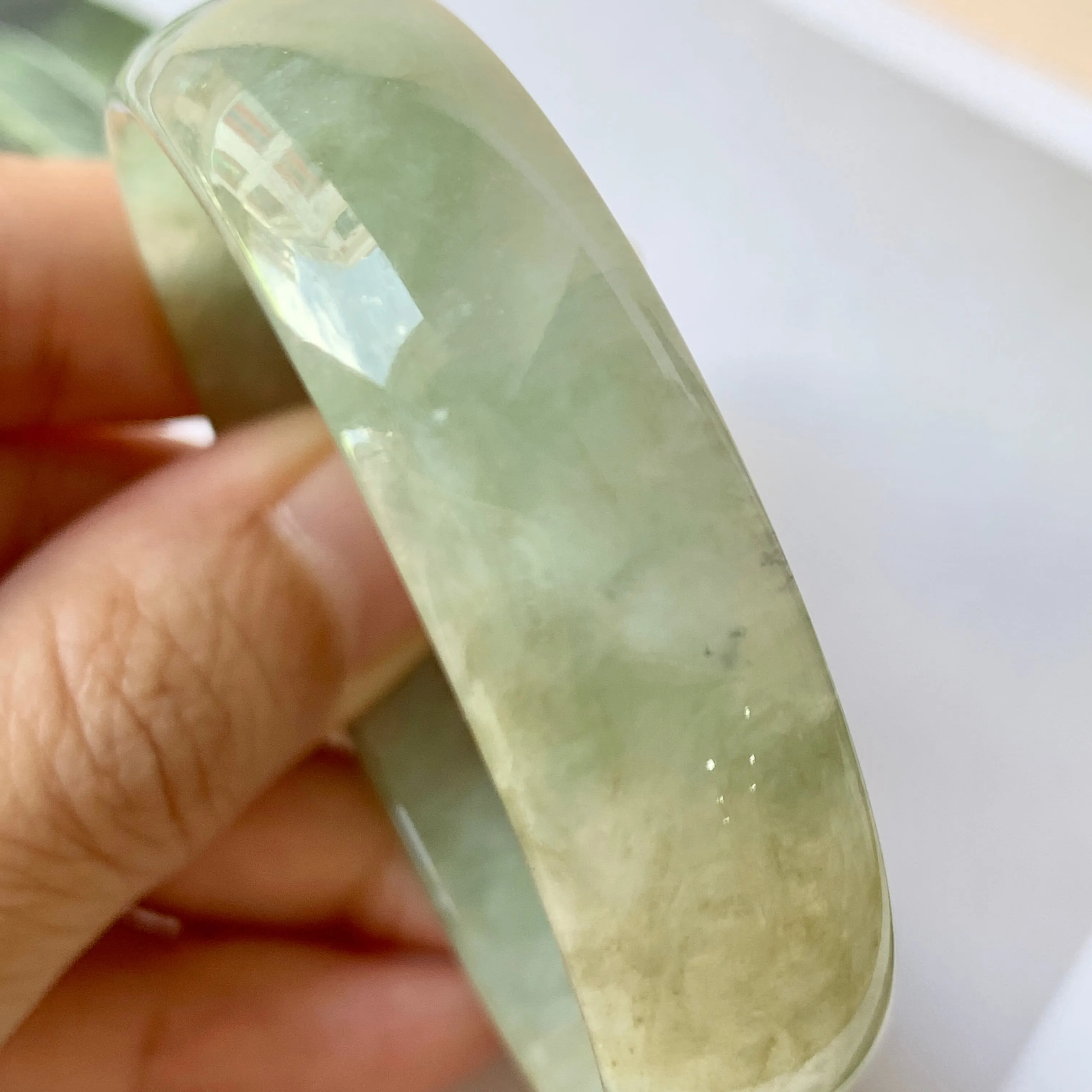 53.3mm A-Grade Natural Green Jadeite Modern Round Bangle No.151953