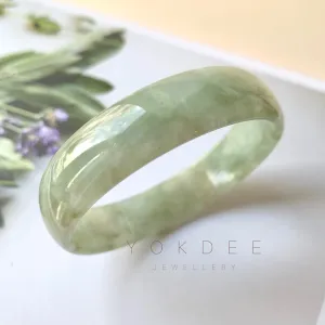 53.3mm A-Grade Natural Green Jadeite Modern Round Bangle No.151953