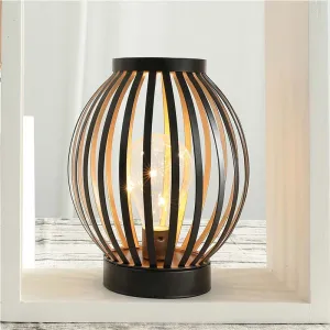 8.7" High Battery Powered Metal Cage Decorative Lamp for Decor