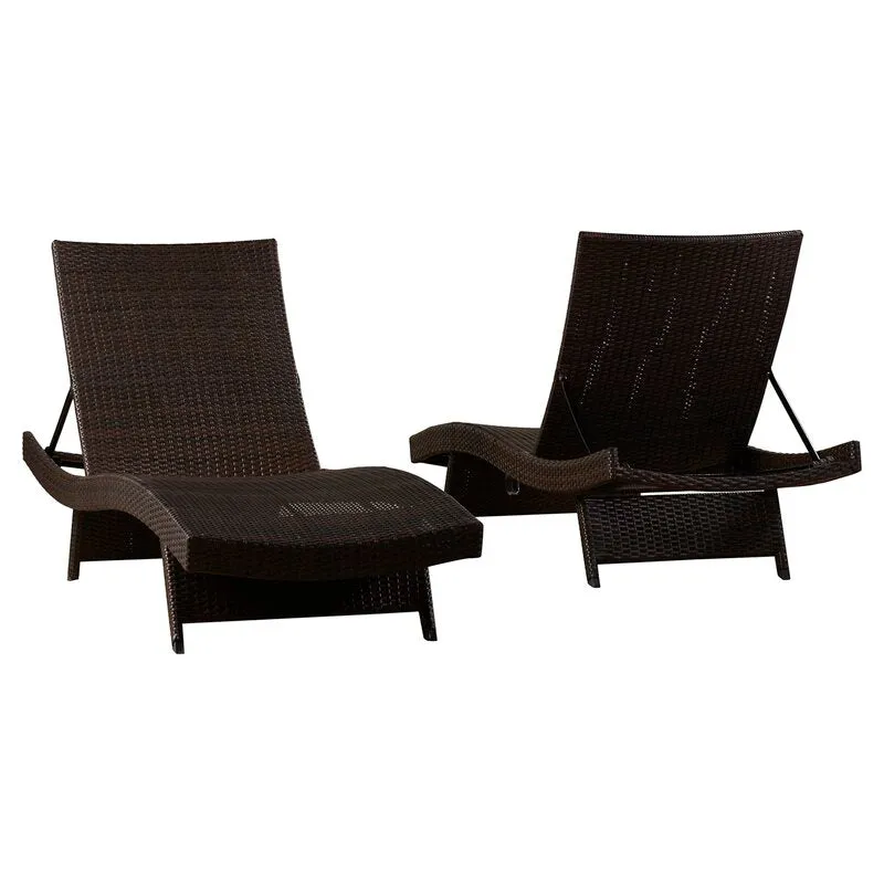 Aver Outdoor Swimming Poolside Lounger Set of 2 (Brown)