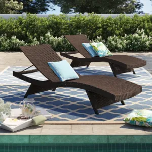 Aver Outdoor Swimming Poolside Lounger Set of 2 (Brown)