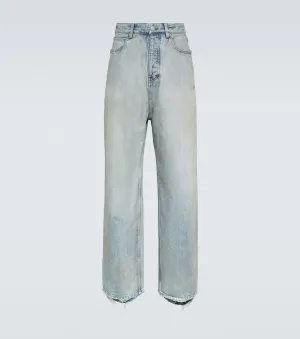 Balenciaga Wide Leg Faded Jeans, Blue