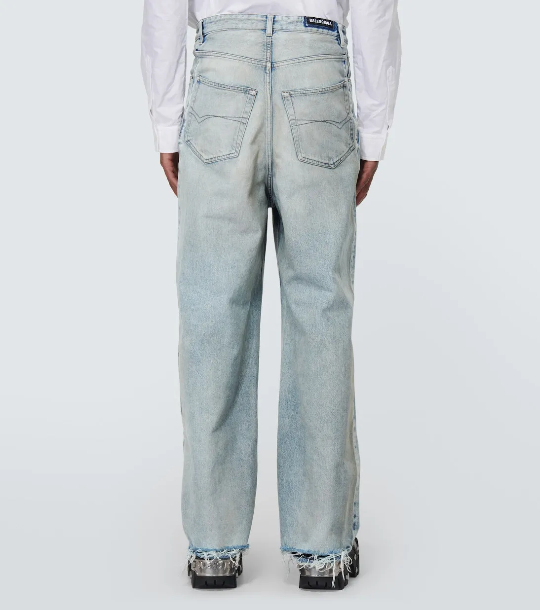 Balenciaga Wide Leg Faded Jeans, Blue