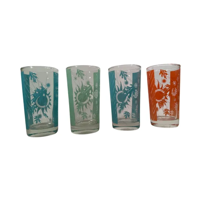 Bartlett Collins Mid-Century Four Seasons Design by D Campbell Glasses (Set of 4)