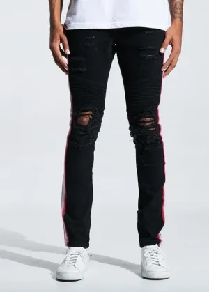 Bolt Biker Denim Black (Pink Stripe)