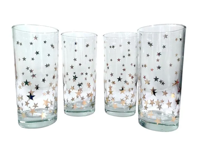 Culver Signed Mid-Century Gold Starry Nights Glasses (Set of 4)