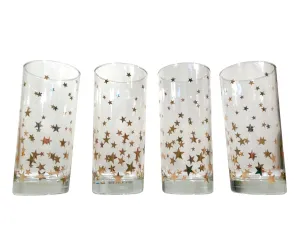 Culver Signed Mid-Century Gold Starry Nights Glasses (Set of 4)