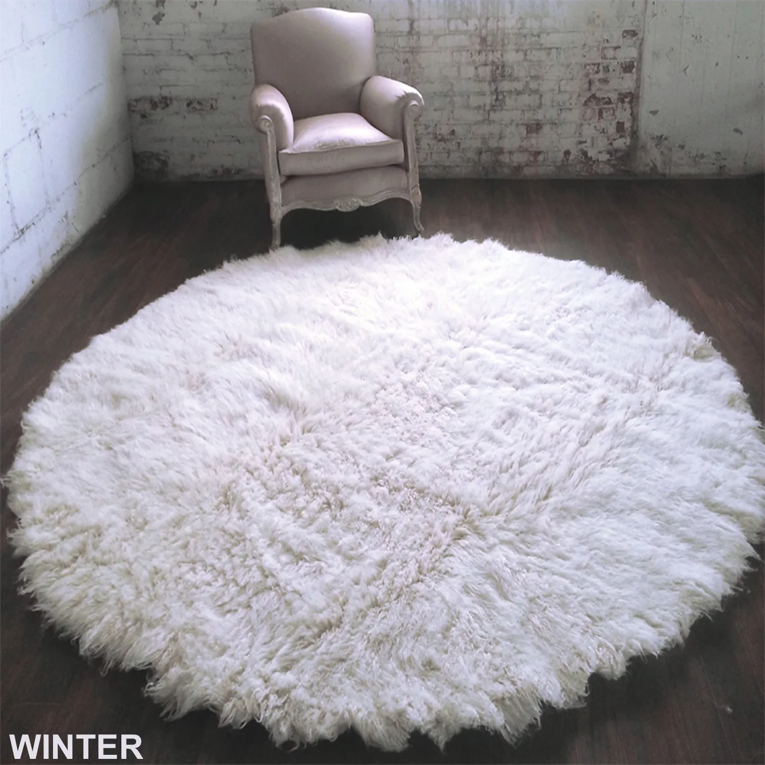 DELUXE ROUND FLOKATI RUG | SUPER THICK 3.5" WOOL PILE | 3000 GRAM WEIGHT