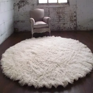 DELUXE ROUND FLOKATI RUG | SUPER THICK 3.5" WOOL PILE | 3000 GRAM WEIGHT