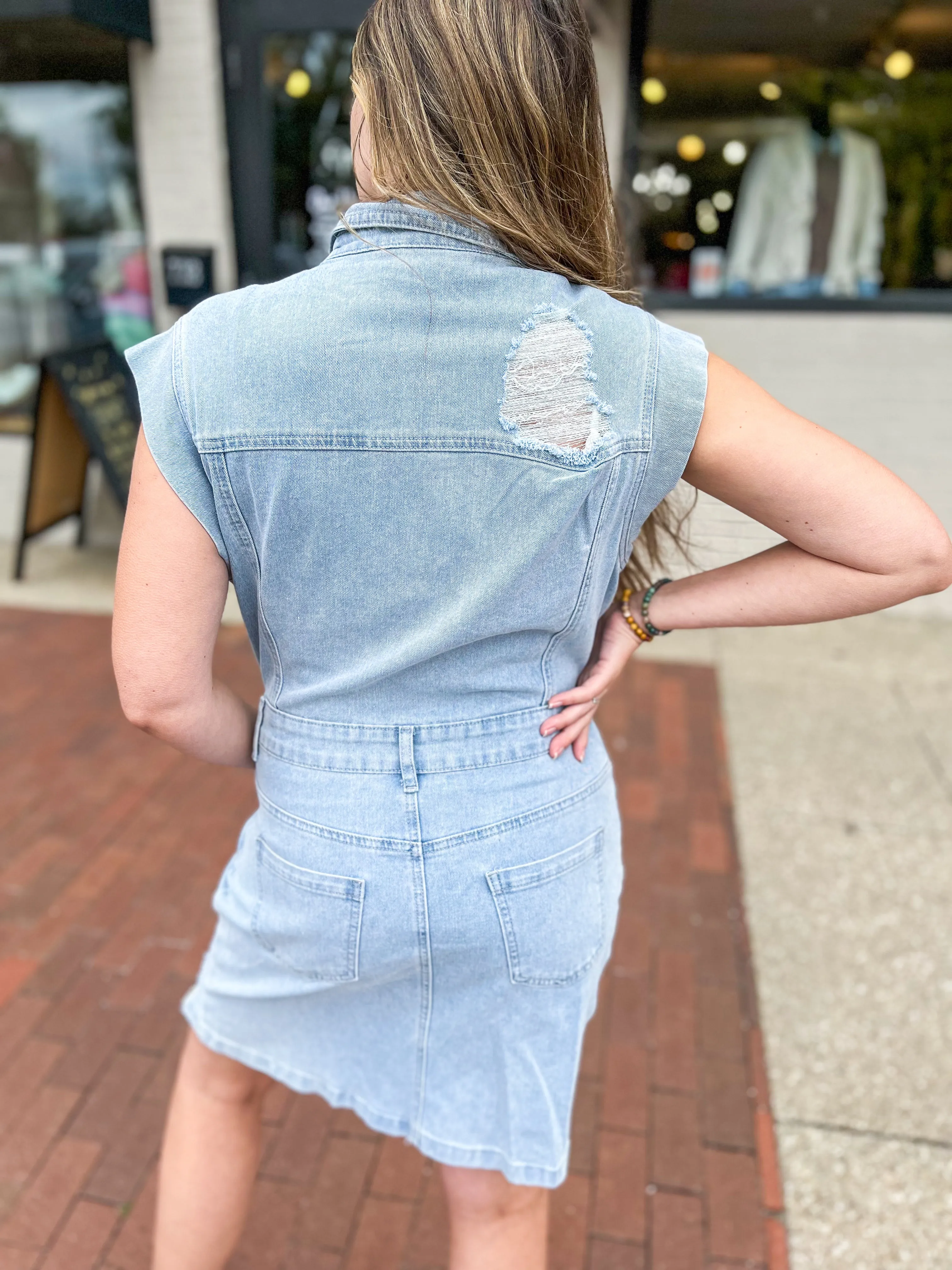 Distressed Denim Dress