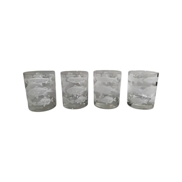 Georges Briard Signed Mid-Century Marine Life Double Old Fashion Glasses (Set of 4)