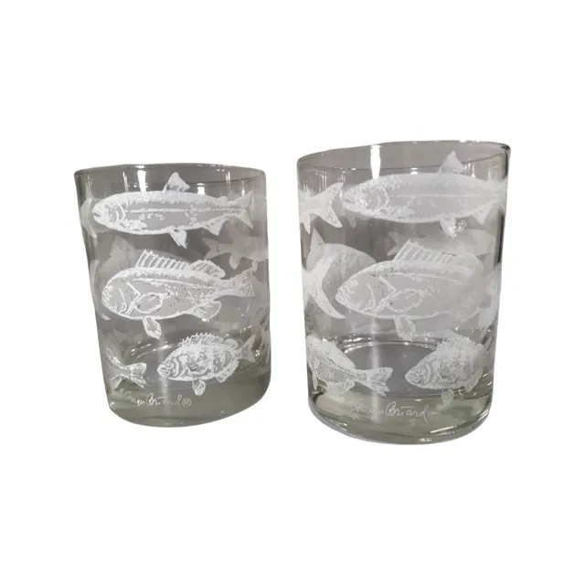 Georges Briard Signed Mid-Century Marine Life Double Old Fashion Glasses (Set of 4)