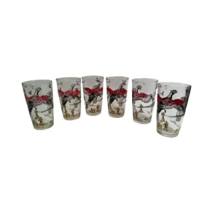 Hazel Atlas Mid-Century Pheasant Glasses (Set of 6)