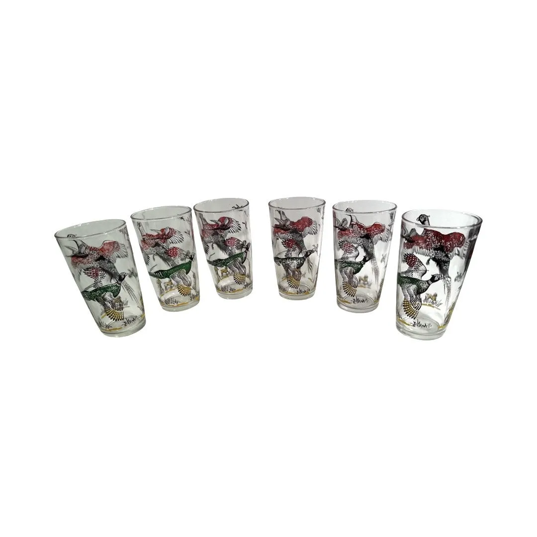 Hazel Atlas Mid-Century Pheasant Glasses (Set of 6)