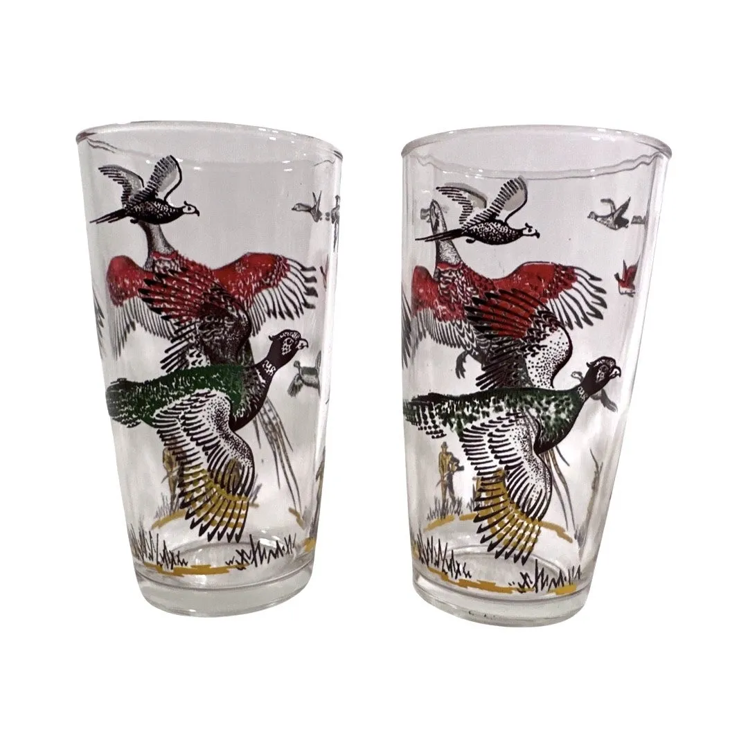 Hazel Atlas Mid-Century Pheasant Glasses (Set of 6)