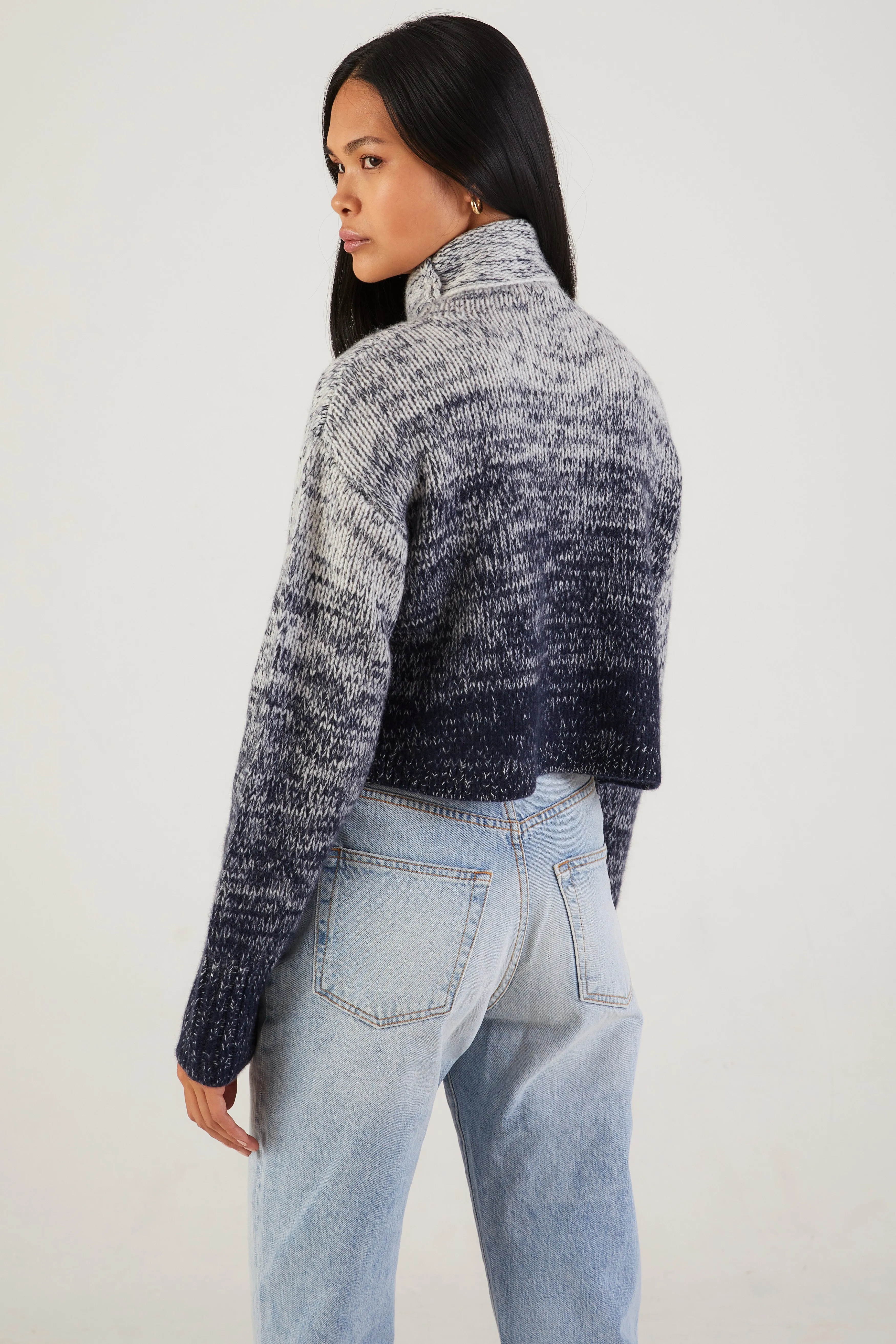 Lula Crop Cashmere Turtleneck Sweater in Nightbreak