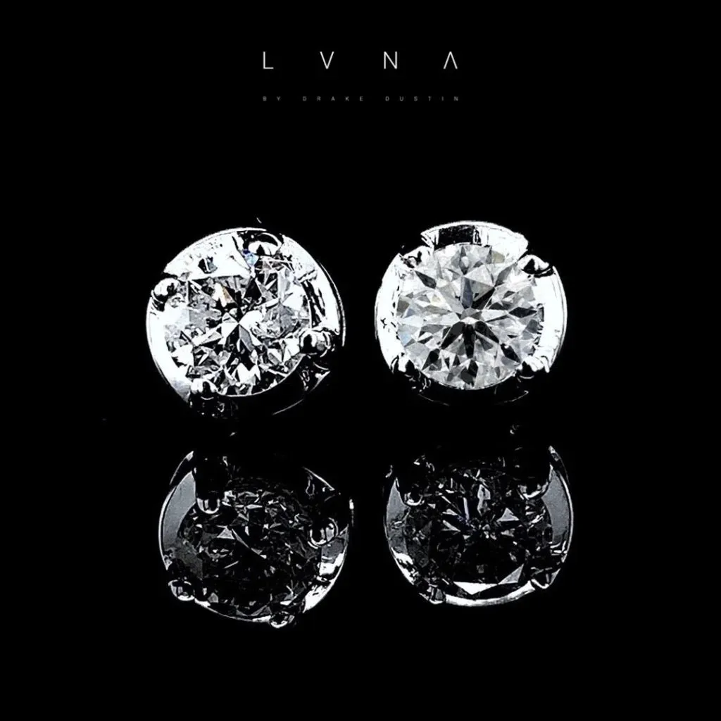 #LVNA2024 | 0.59cts HI VVS Round Stud Solitaire Diamond Earrings 14kt