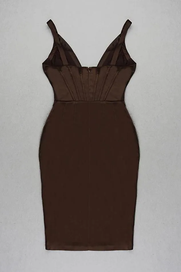 Maddi Bodycon Dress - Tan Brown