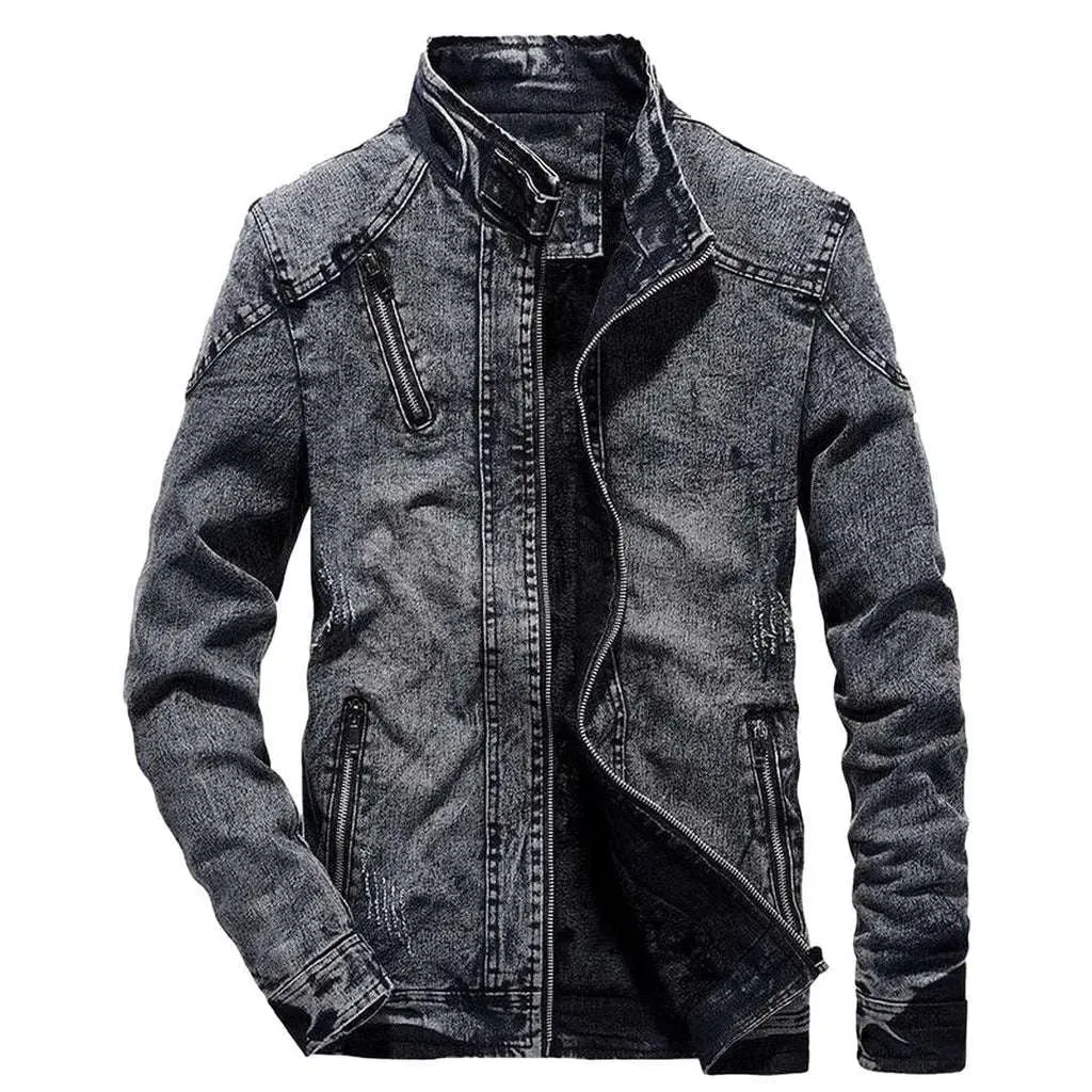 Men's jeans jacket with zippers