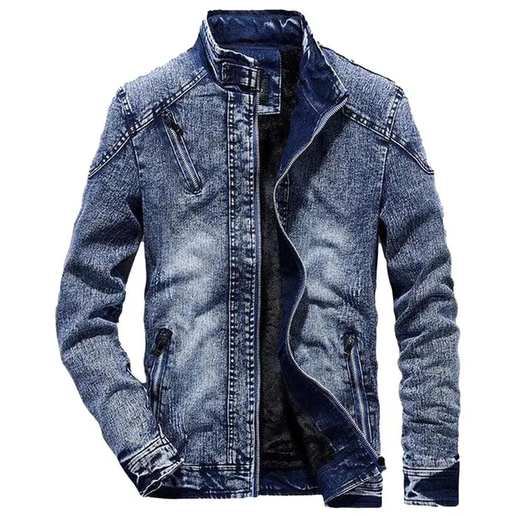 Men's jeans jacket with zippers