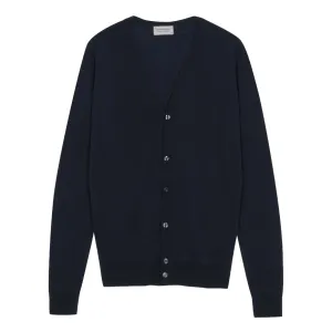 Midnight Navy Extrafine Merino Wool Cardigan Sweater