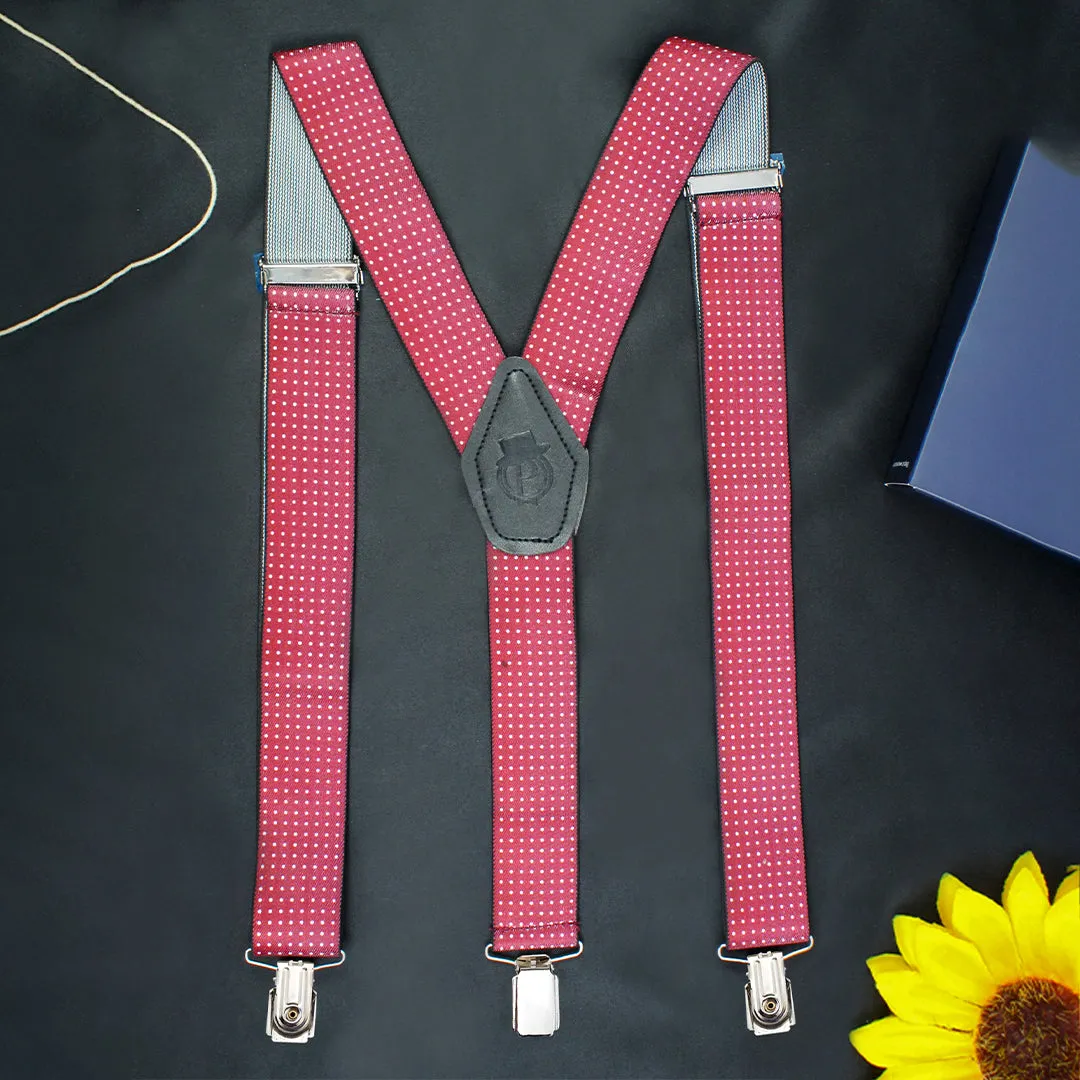 Peluche Polka Dots Red Suspender for Men