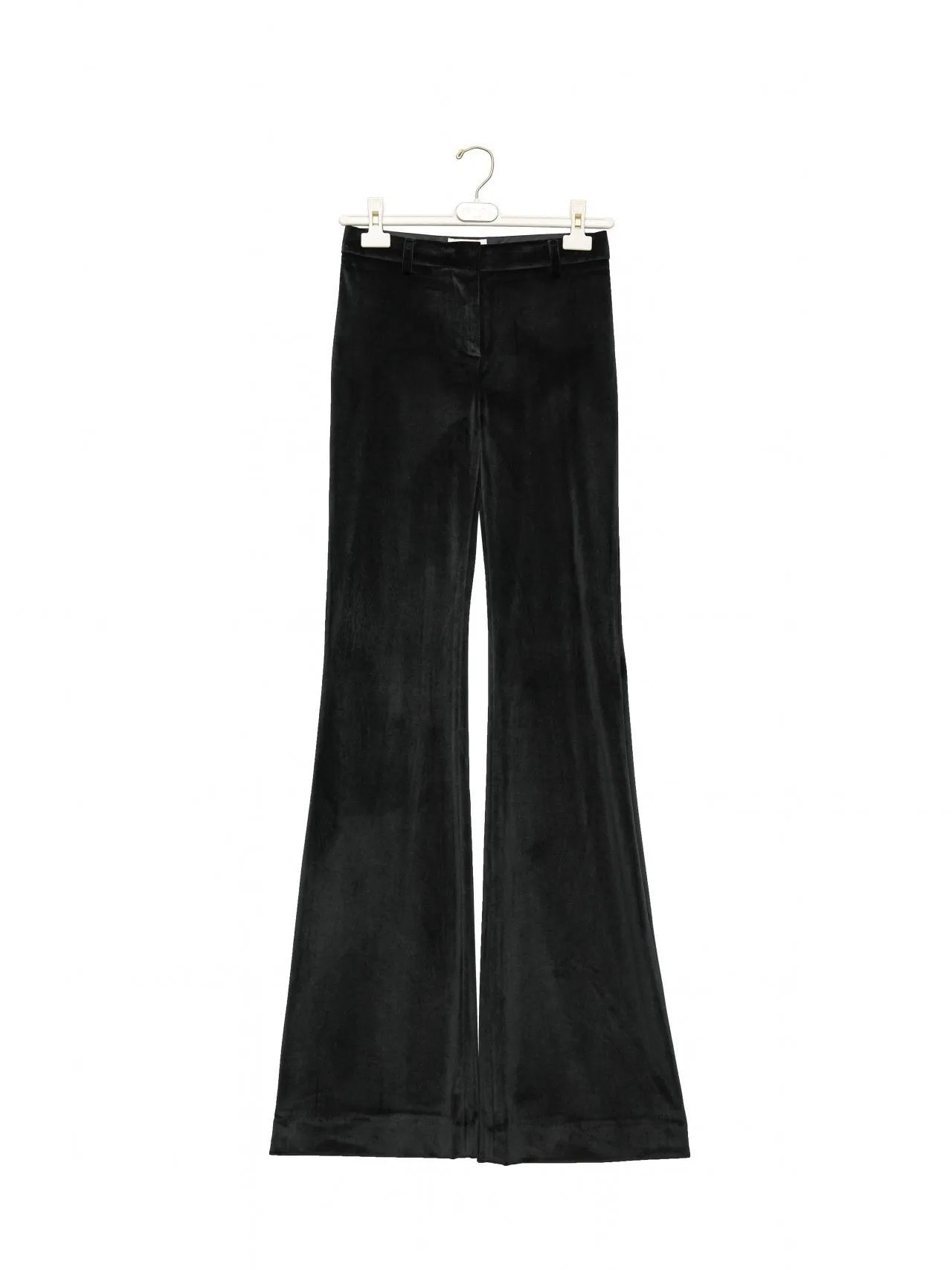 SMOOTH VELVET FLARED MAXI TROUSERS