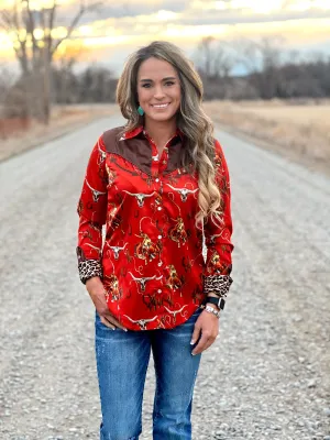 The Red Classic Cowboy Button Up