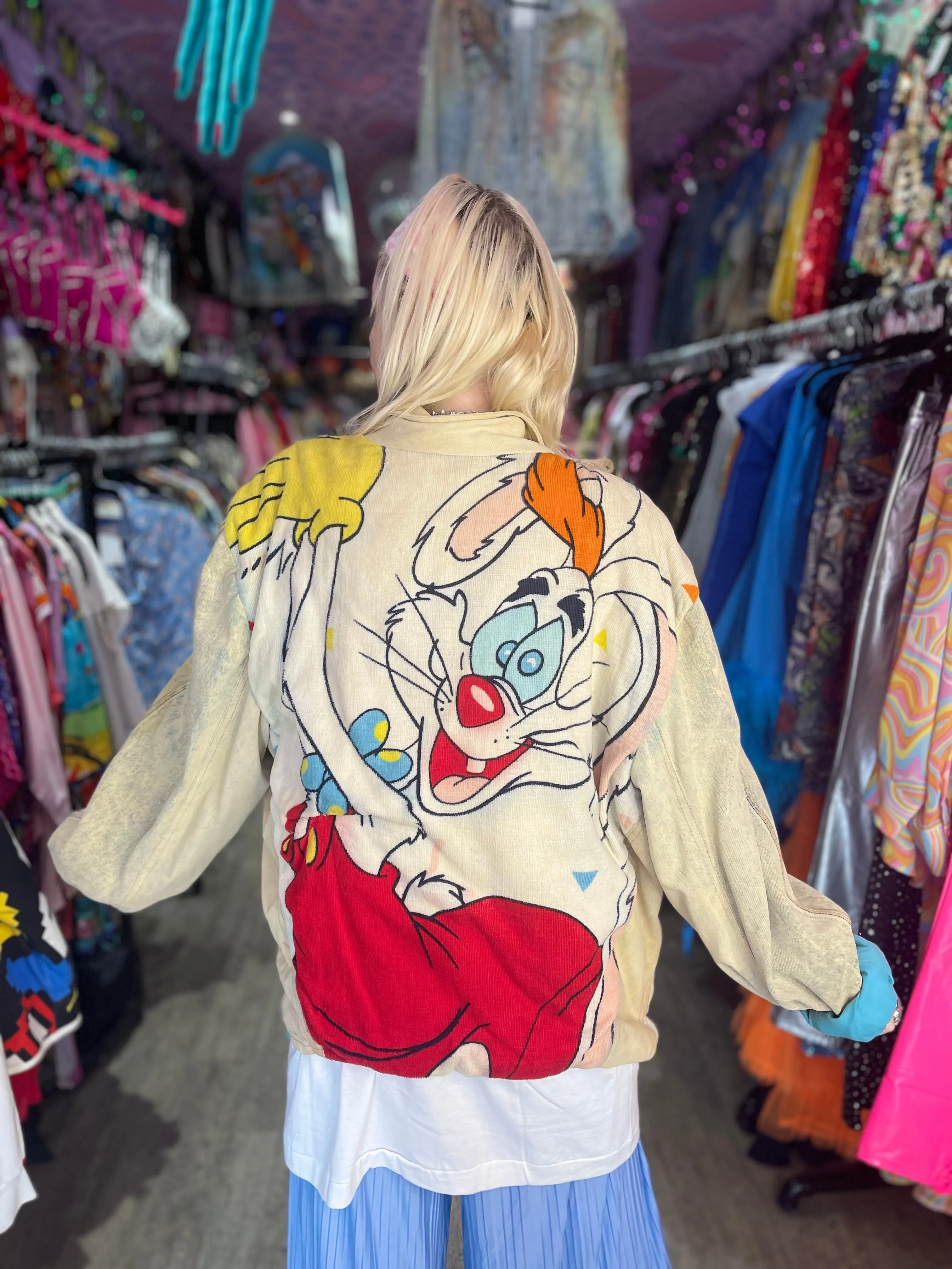 Vintage 80s Patchwork Roger Rabbit Jean Jacket