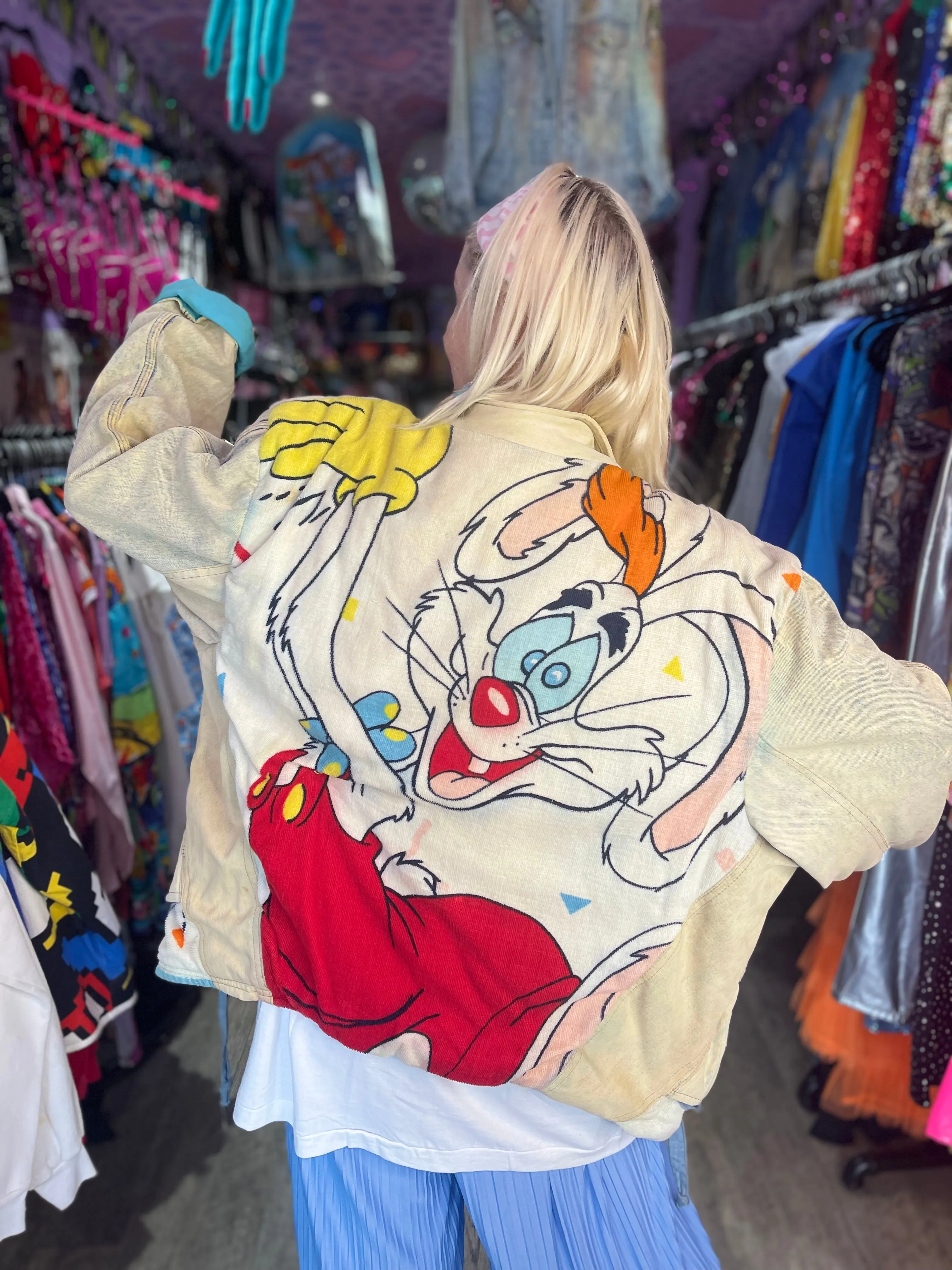 Vintage 80s Patchwork Roger Rabbit Jean Jacket