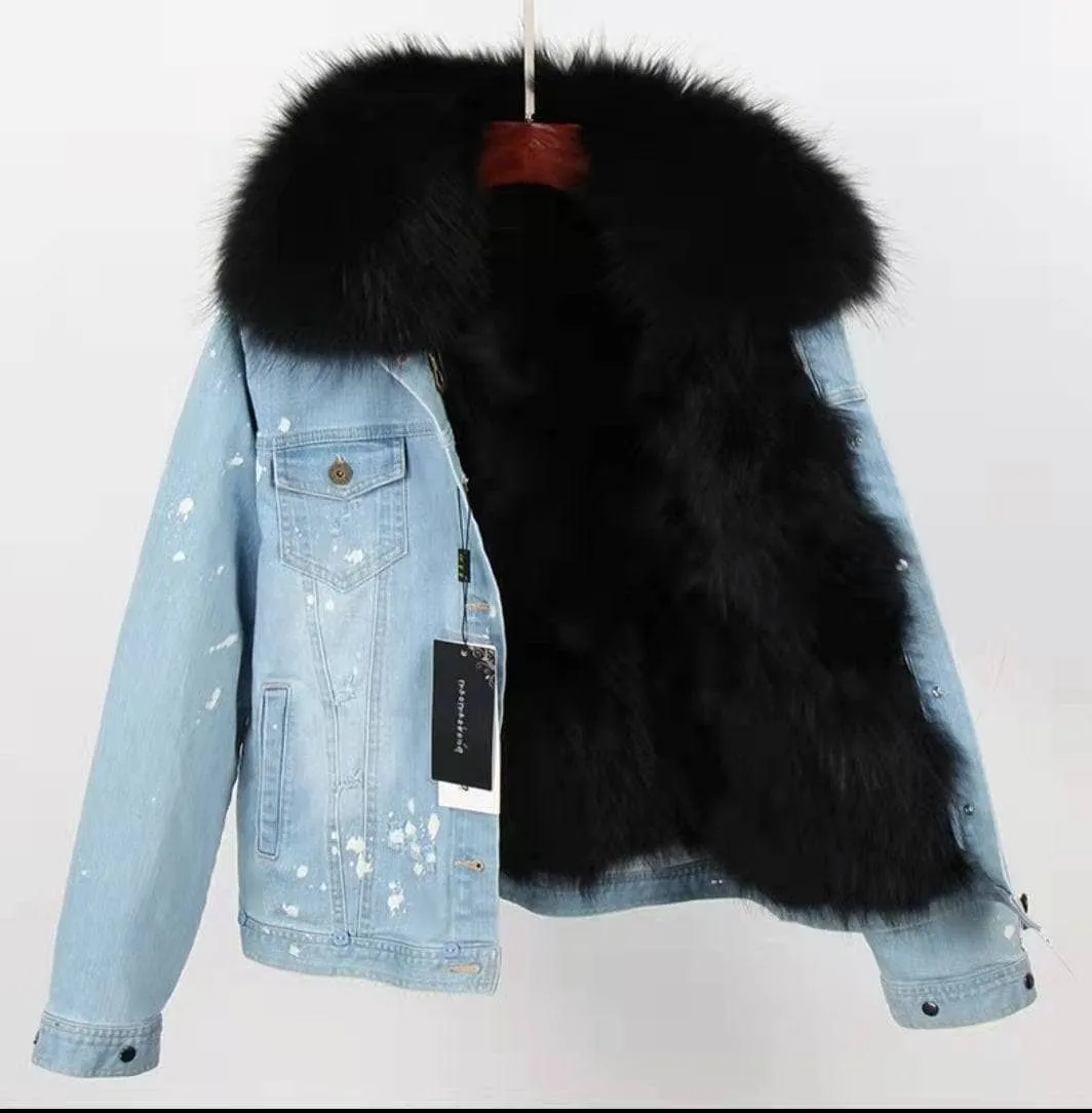 Women’s Ombre Fur Denim Jacket