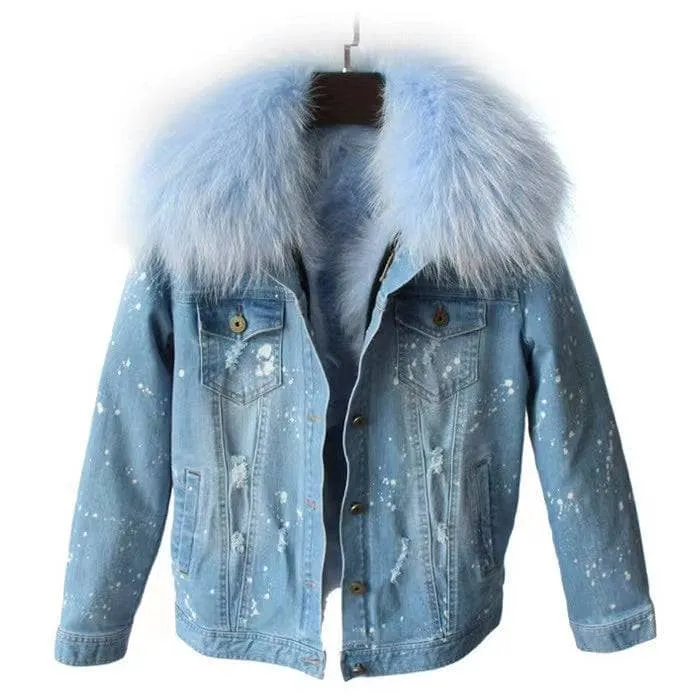 Women’s Ombre Fur Denim Jacket