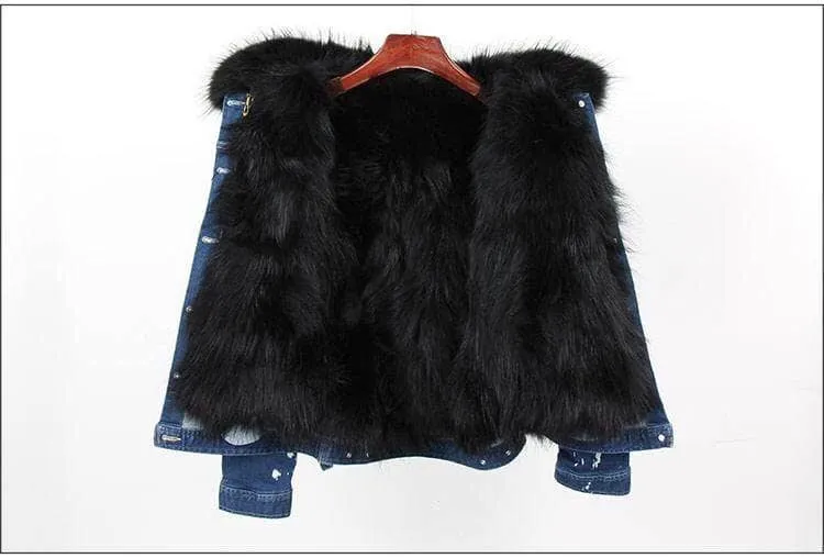 Women’s Ombre Fur Denim Jacket