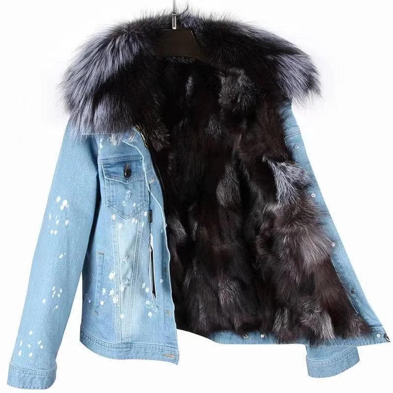 Women’s Ombre Fur Denim Jacket