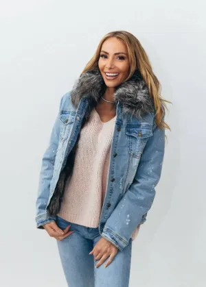 Women’s Ombre Fur Denim Jacket